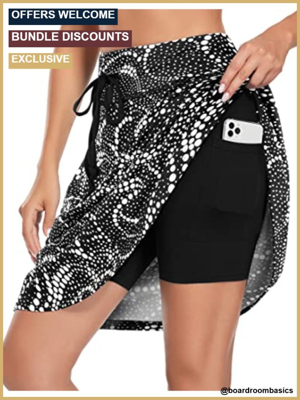 Women's Golf Skort Knee Length 2-in-1 Tennis Skirt with Pockets